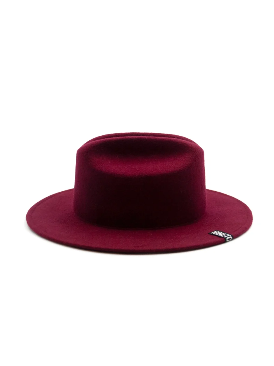 Cappello Fedora in feltro morbido bordeaux